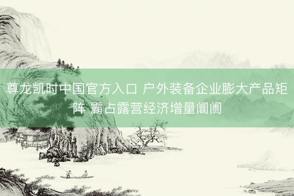 尊龙凯时中国官方入口 户外装备企业膨大产品矩阵 霸占露营经济增量阛阓