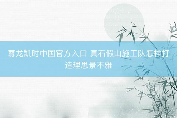 尊龙凯时中国官方入口 真石假山施工队怎样打造理思景不雅