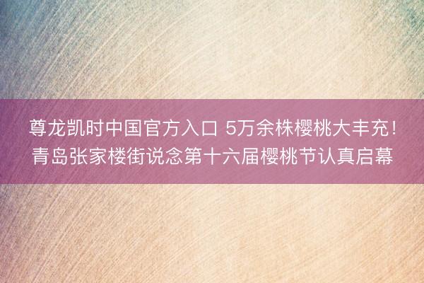 尊龙凯时中国官方入口 5万余株樱桃大丰充！青岛张家楼街说念第十六届樱桃节认真启幕