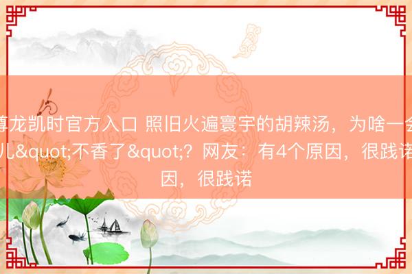 尊龙凯时官方入口 照旧火遍寰宇的胡辣汤，为啥一会儿"不香了"？网友：有4个原因，很践诺