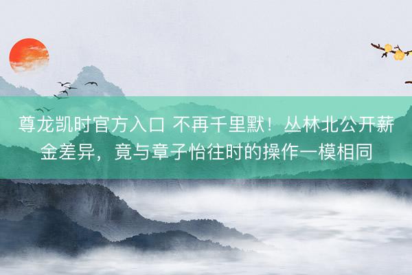 尊龙凯时官方入口 不再千里默！丛林北公开薪金差异，竟与章子怡往时的操作一模相同