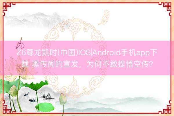 Z6尊龙凯时(中国)IOS|Android手机app下载 黑传闻的宣发，为何不敢提悟空传？
