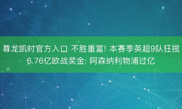 尊龙凯时官方入口 不胜重富! 本赛季英超9队狂揽6.76亿欧战奖金: 阿森纳利物浦过亿