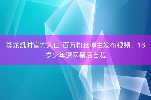 尊龙凯时官方入口 百万粉丝博主发布视频、16岁少年遭网暴后自裁