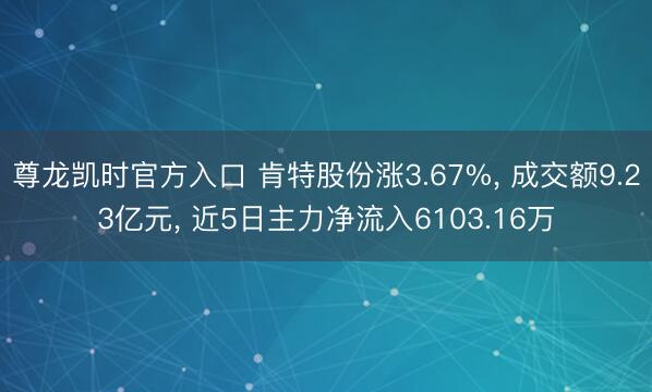 尊龙凯时官方入口 肯特股份涨3.67%, 成交额