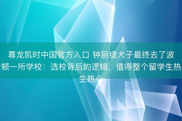 尊龙凯时中国官方入口 钟丽缇犬子最终去了波士顿一所学校：选校背后的逻辑，值得整个留学生热心