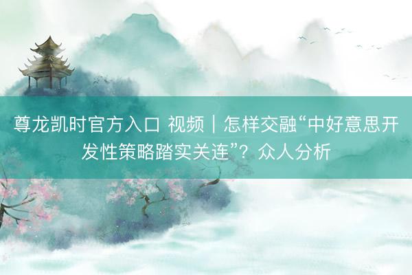 尊龙凯时官方入口 视频｜怎样交融“中好意思开发性策略踏实关连”？众人分析